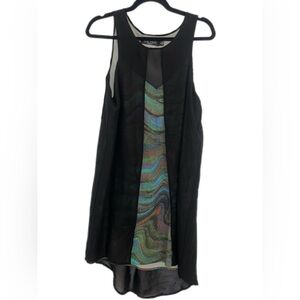 Evil‎ Twin Black, Green, and multi Water Color Print Dress Size Medium